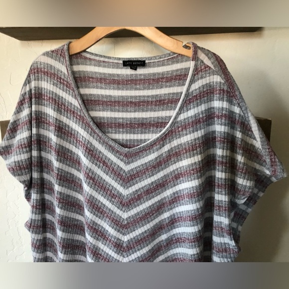 Lane Bryant|Knit Dolman Sleeve chevron stripe top, Neutral dusty rose•Size 26/28 - Picture 5 of 11